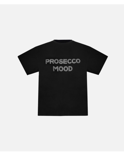 Футболка черная с камнями "PROSECCO MOOD"