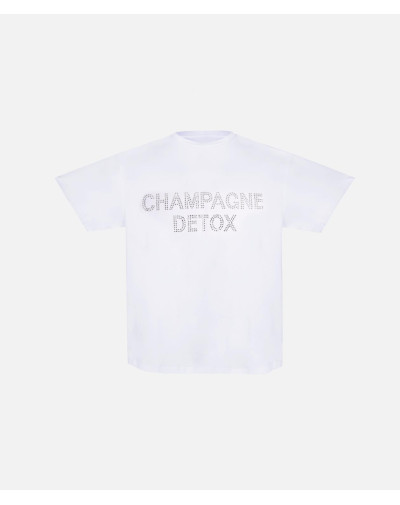 Футболка белая с камнями "CHAMPAGNE DETOX"