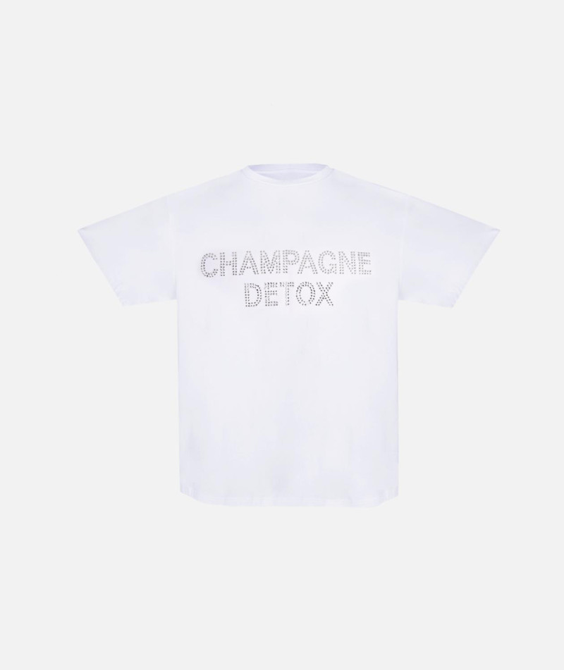Футболка біла з камінням  "CHAMPAGNE DETOX"