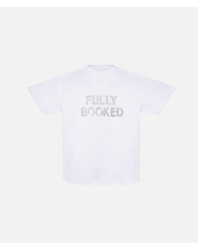 Футболка белая с камнями "FULLY BOOKED"