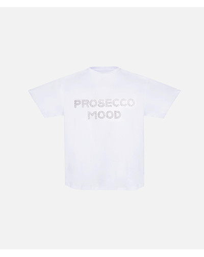 Футболка белая с камнями "PROSECCO MOOD"