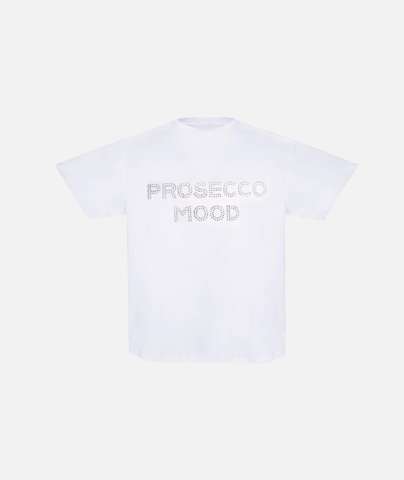 Футболка біла з камінням "PROSECCO MOOD"